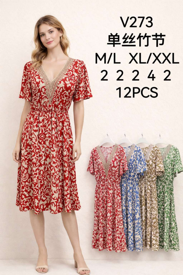 Sukienki damskie Roz M-2XL, Mix Kolor .Paczka 12 szt